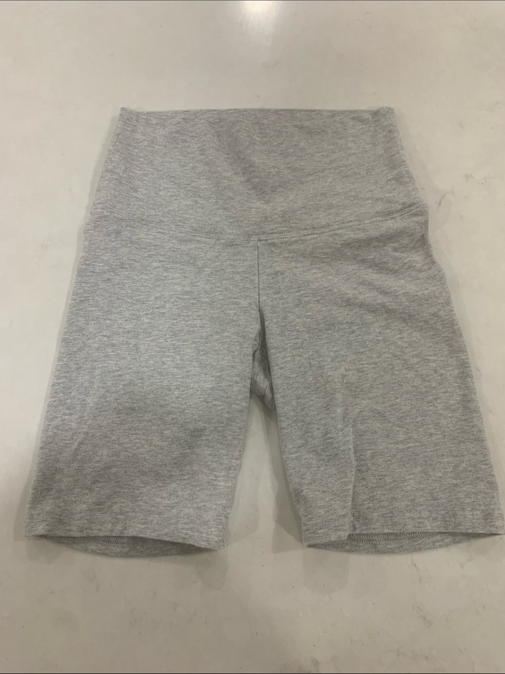 TNA Heather Light Gray High-Rise Bike Shorts